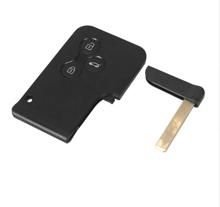 3 Knapp Smartkort för Renault Clio Logan Megane 2 3 Koleos Scenic Card Case Black Car Key Fob Shell med liten nyckel