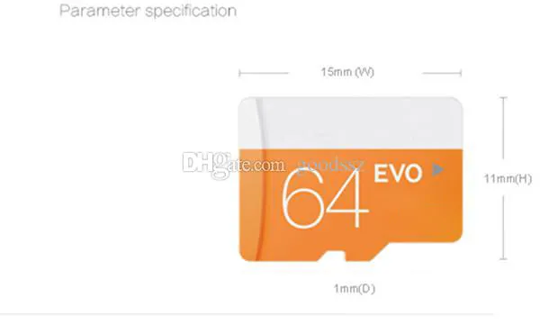 EVO 64GB TF 클래스 10 UHS-1 트랜스 플래시 메모리 카드 어댑터 봉인 패키지