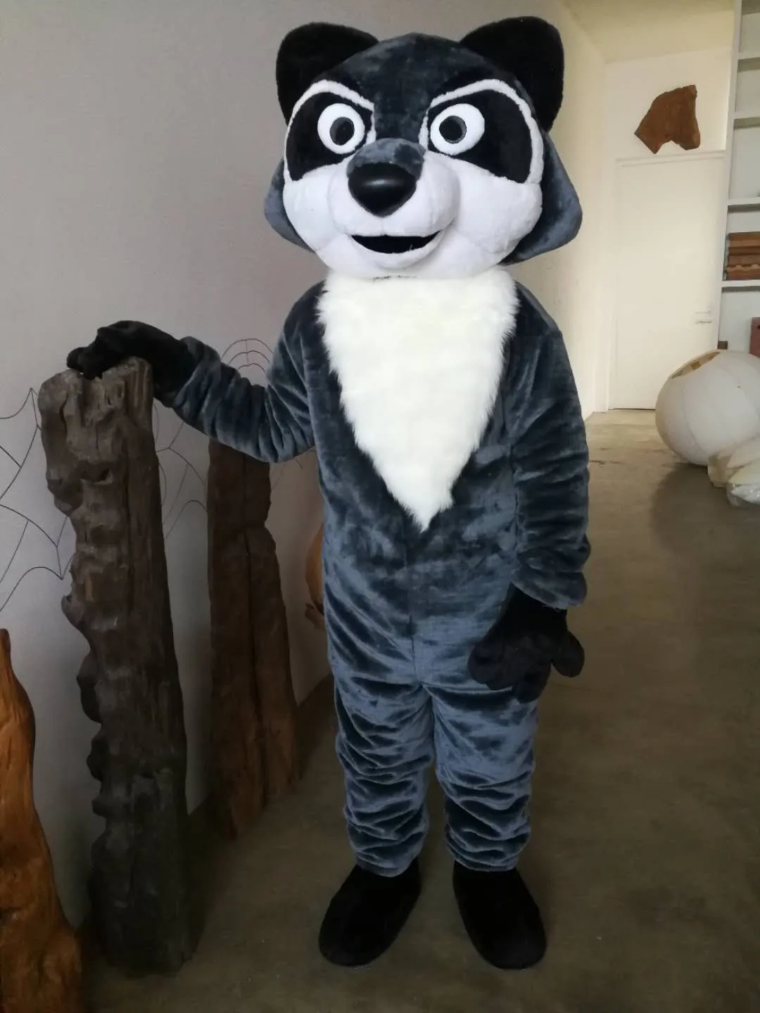 Högkvalitativa riktiga bilder Deluxe Raccoon Mascot Kostym Vuxen Storlek Gratis frakt