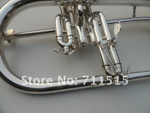OVES Bb Flugelhorn Silver Plated B Flat Professional Bb Trumpet Horn Monel Valves Exquisite Musical Instruments With Case