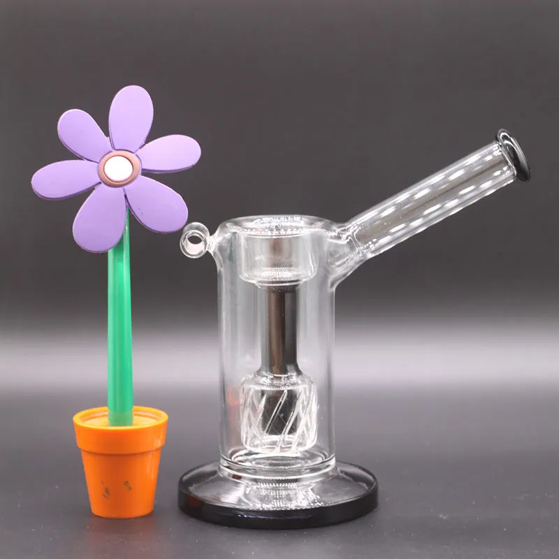 Tuyaux d'eau en verre noir Bong narguilés 7 pouces recycler les barboteurs de Perc de plate-forme d'huile de borosilicate créatifs