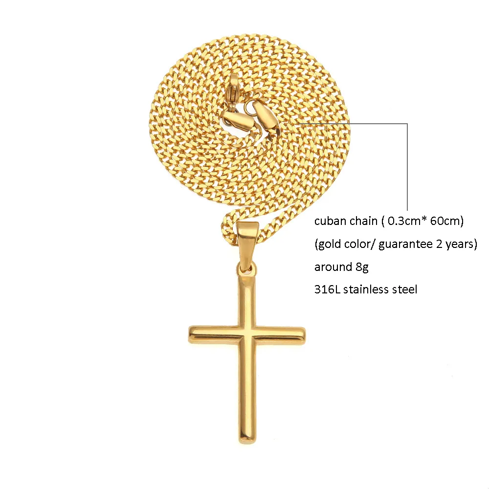 Hiphop Stainless Steel Chain Gold-plated Cross Men Pendant Necklace Jewelry Necklace Nice Gift Women's Sweater Chain Fashion 223z