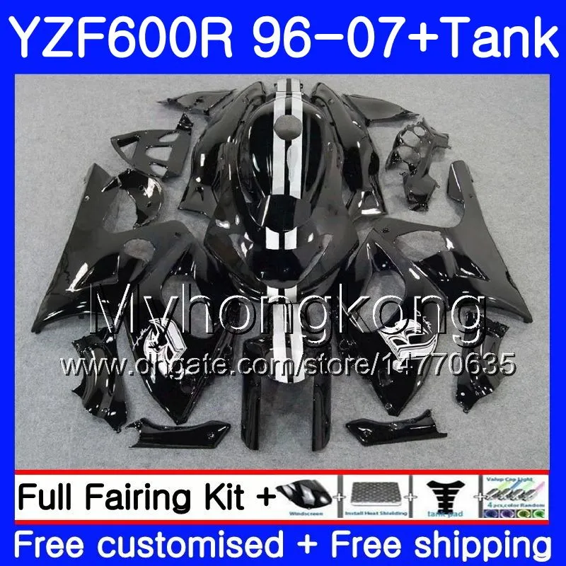 Kropp + tank för yamaha yzf600r thundercat 02 03 04 05 06 07 glansig svart het 229hm.47 YZF 600R YZF-600R 2002 2003 2004 2005 2006 2007 FAIRING