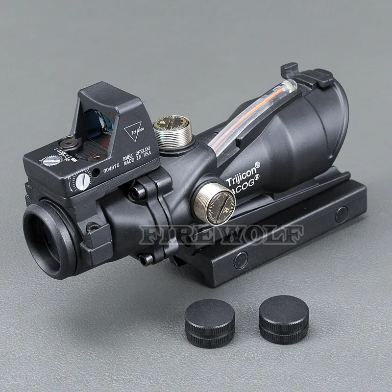 Trijicon ACOG 4X32 Black Tactical Real Fiber Optic Röd Upplyst Collimator Red Dot Sikte Jaktkikare