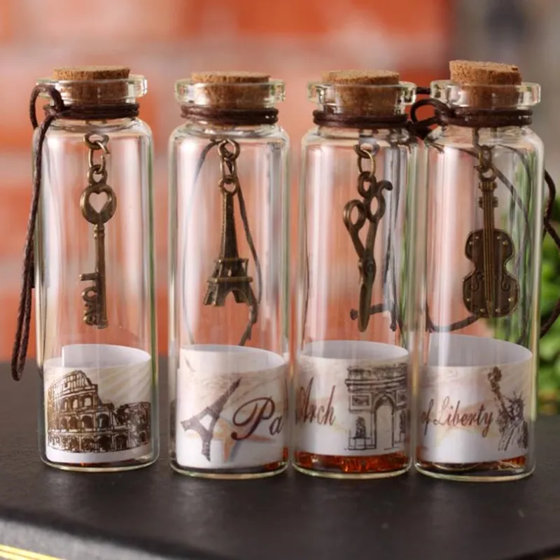 mini clear glass cork stopper wishing bottles vials jars containers small vintage ornaments craft decoration F20172862