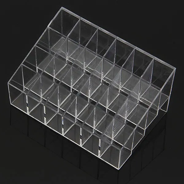 Partihandel-Ny Gratis Frakt Rensa Akryl 24 Läppstifthållare Display Stand Cosmetic Organizer Makeup Case # 9014