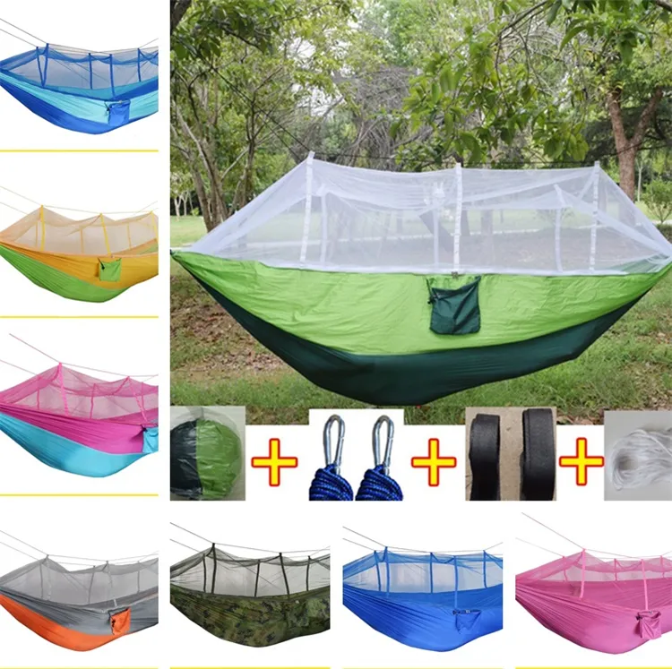 Ny Style Myggnät Hängmatta Utomhus Parachute Cloth Field Outdoor Hammock Garden Camping Wobble Hanging Bed T5i112