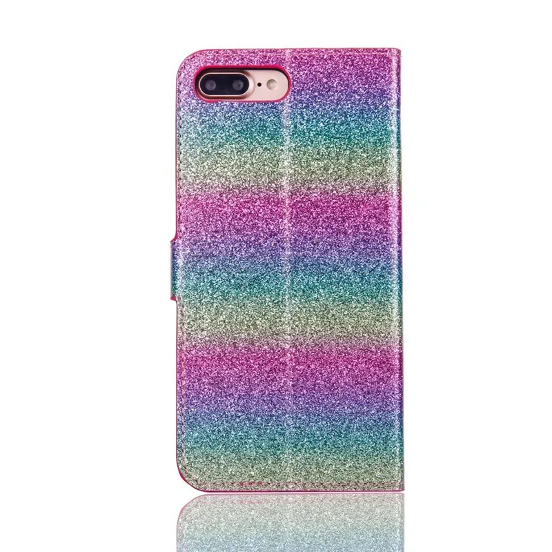 Custodie in pelle con glitter Bling Custodia con supporto carta di credito Cover iPhone X XS Max XR 8 7 6 6S Plus 5 Sumsung Note8 S8 Plus S7 S6