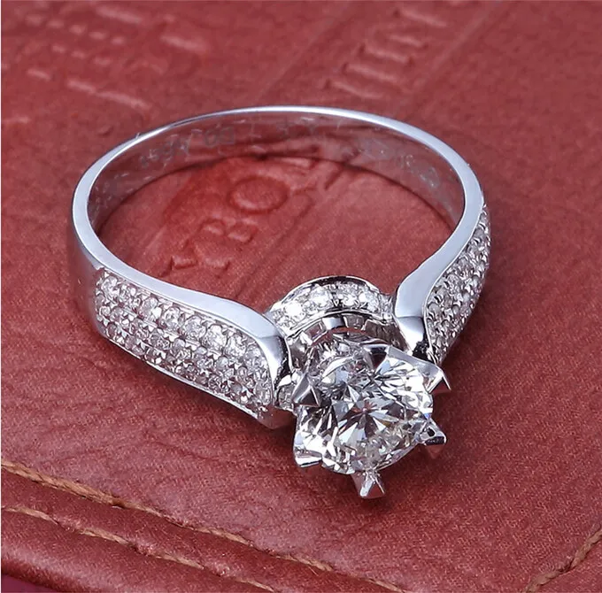 choucong Зубец набор 2ct камень Cz 5A Циркон камень стерлингового серебра 925 женщин обручальное обручальное кольцо Кольцо SZ 4-10 подарок