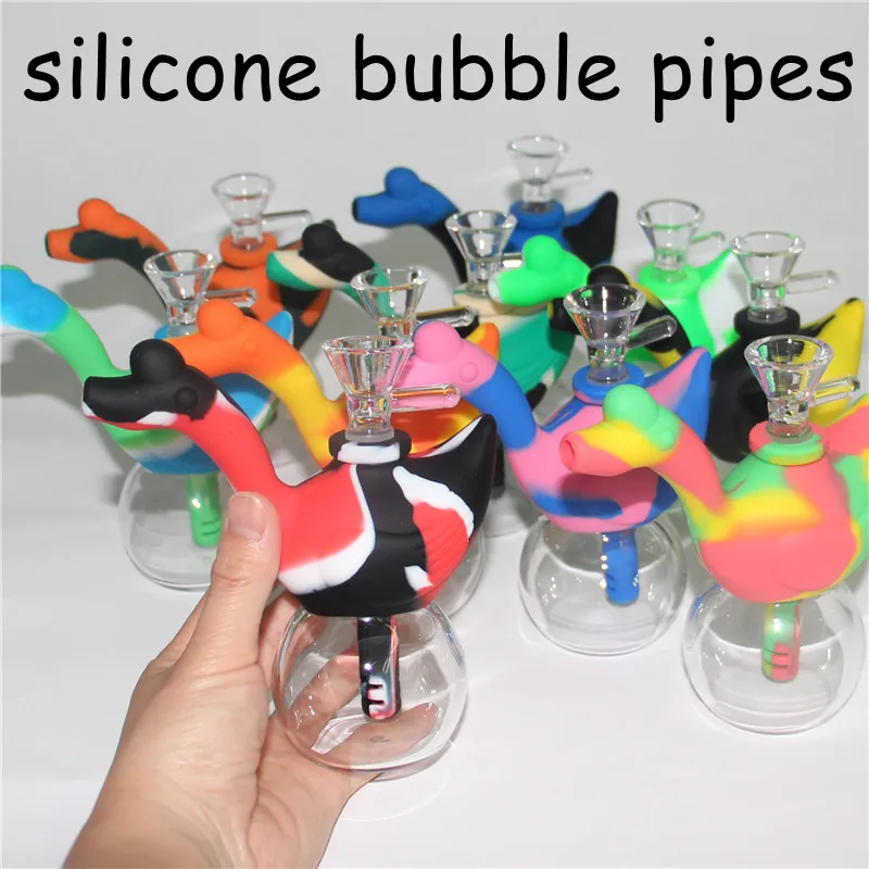 Portable Hookah Swan Silicone Barrel Rigs for Smoking Dry Herb Unbreakable Water Percolator Bong Smoking Oil Concentrate Pipe