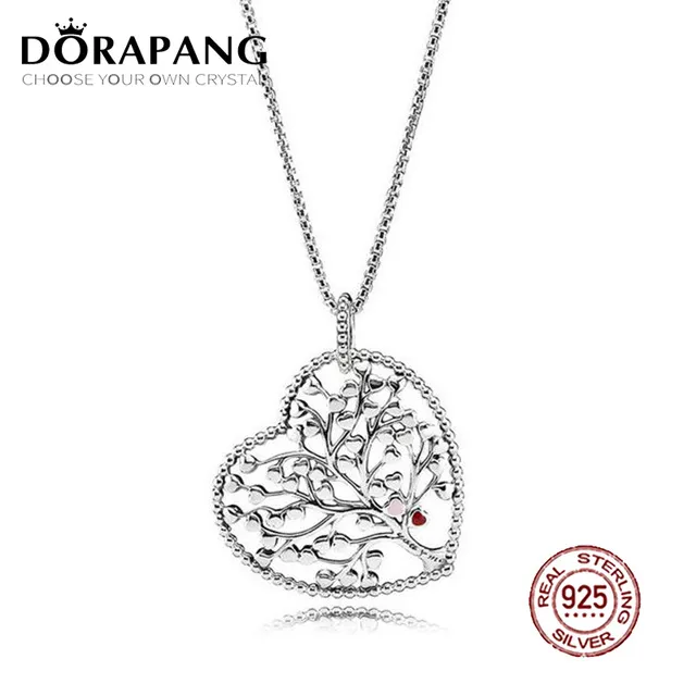 DORAPANG 100 % 925 Sterling Silber Baum der Liebe Halskette gemischte Emaille Anhänger Charms Perle für Mutter Geschenk Armband DIY