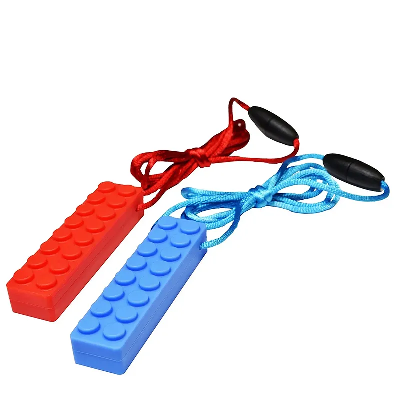 Silicone Chewing Brick Pendant Necklace FDA Food Grade Silicone Teething Necklace Creative Brick Shaped Pendant Chewable Toy Neckl9769825