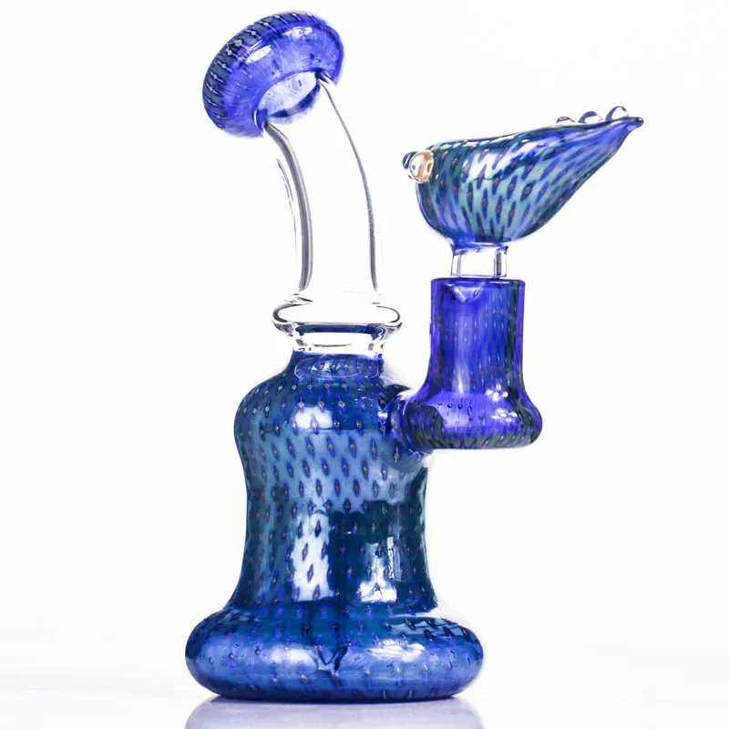 Hookahs 6.1 '' Mini Blue Bong Handwork DAB Rigs Vattenrör Rigg Vackra glasbonar