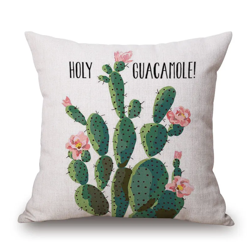 new designs 2018 cushion cover green cactus decoration quotes chaise chair throw pillow case 45cm square almofada plant cojines