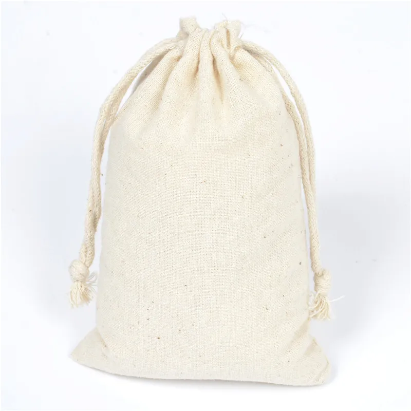 10x15 cm tela di cotone con coulisse regali borse donna gioielli imballaggio borse bucato porta bomboniere gioielli moda sacchetti 100% cotone naturale borse