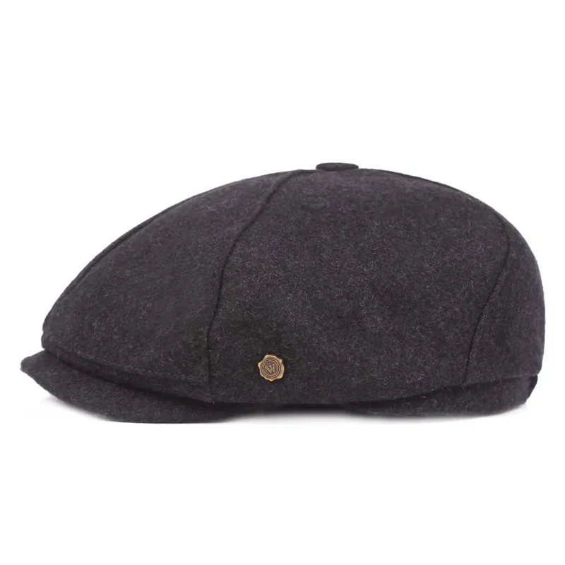 Automne Hiver Feutre De Laine Gavroche Casquettes Hommes Béret Vieil Homme Rétro Casquette Octogonale Art Jeunesse Casquette Mâle Trilby213V