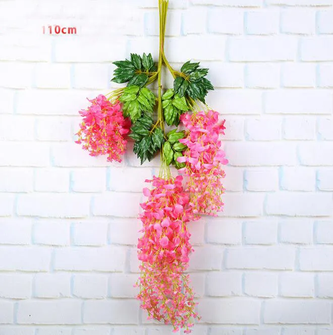 110 cm 43 pulgadas Flores de hiedra artificiales Flor de vid de glicina Centros de mesa de boda de ratán Decoraciones Ramo Guirnalda Ornamen6728768