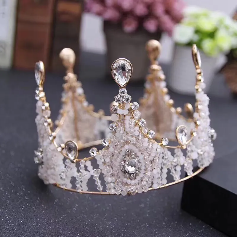 Corona nupcial de lujo Cristales de diamantes de imitación Boda real Reina Coronas Princesa Cristal Barroco Fiesta de cumpleaños Tiaras Dulce 16