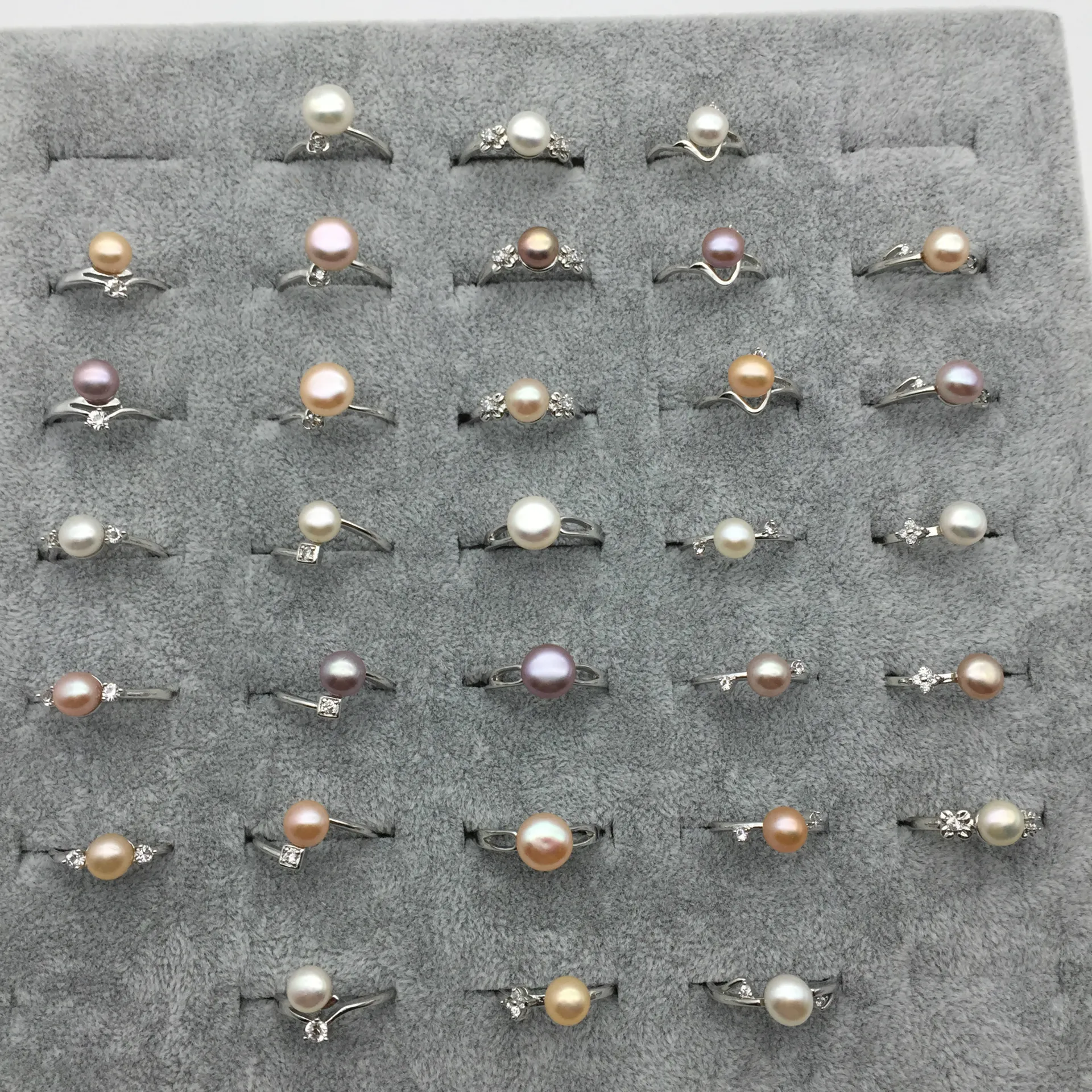 groothandel sieraden zoetwater gekweekte mix kleuren parel kralen verstelbare ring 8-9mm