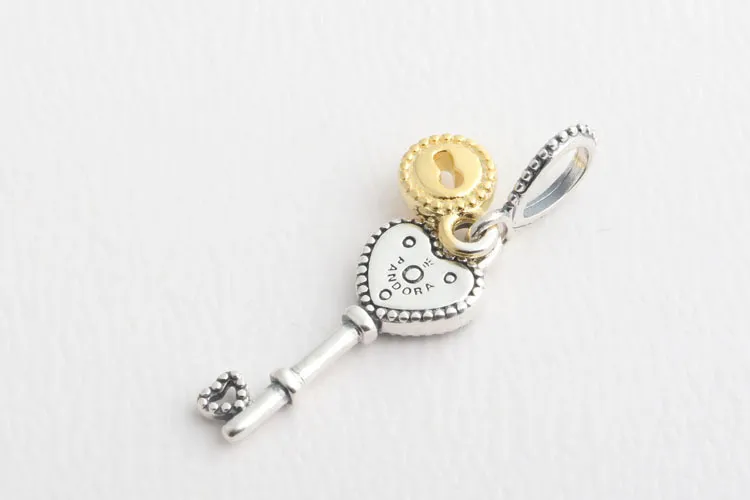 New autêntica 925 Silver Charm Bead Key to encantos Meu coração pingente Valentines Day Fit charme europeu pulseiras Mulheres DIY jóias