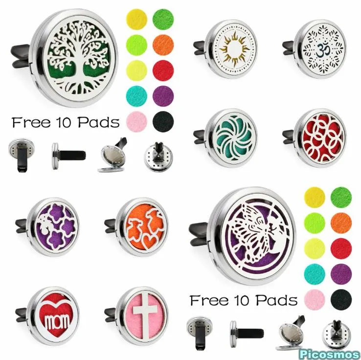 Bilar Biluttag Parfym Alloy Essential Oljebil Diffusor Locket Vent Clip Aromaterapi Essential Oljediffusor Bil Deco C764