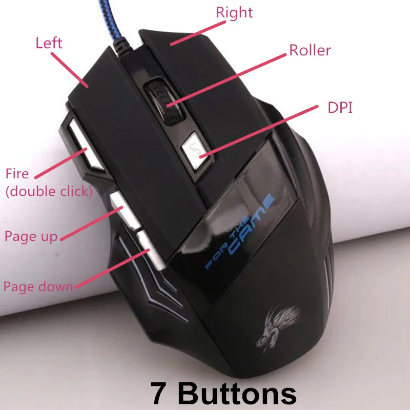 2018 Professional 5500 DPI Gaming Mouse 7 boutons LED optique Souris filaires USB pour Pro Gamer Computer X3 Mouse