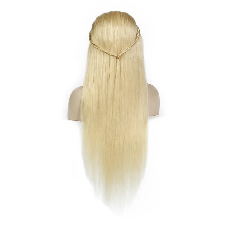 Perruques de cheveux humains de dentelle pleine blonde brésilienne avec des cheveux de bébé pas cher coloré 613 # perruques avant de dentelle blonde droite pour les femmes noires