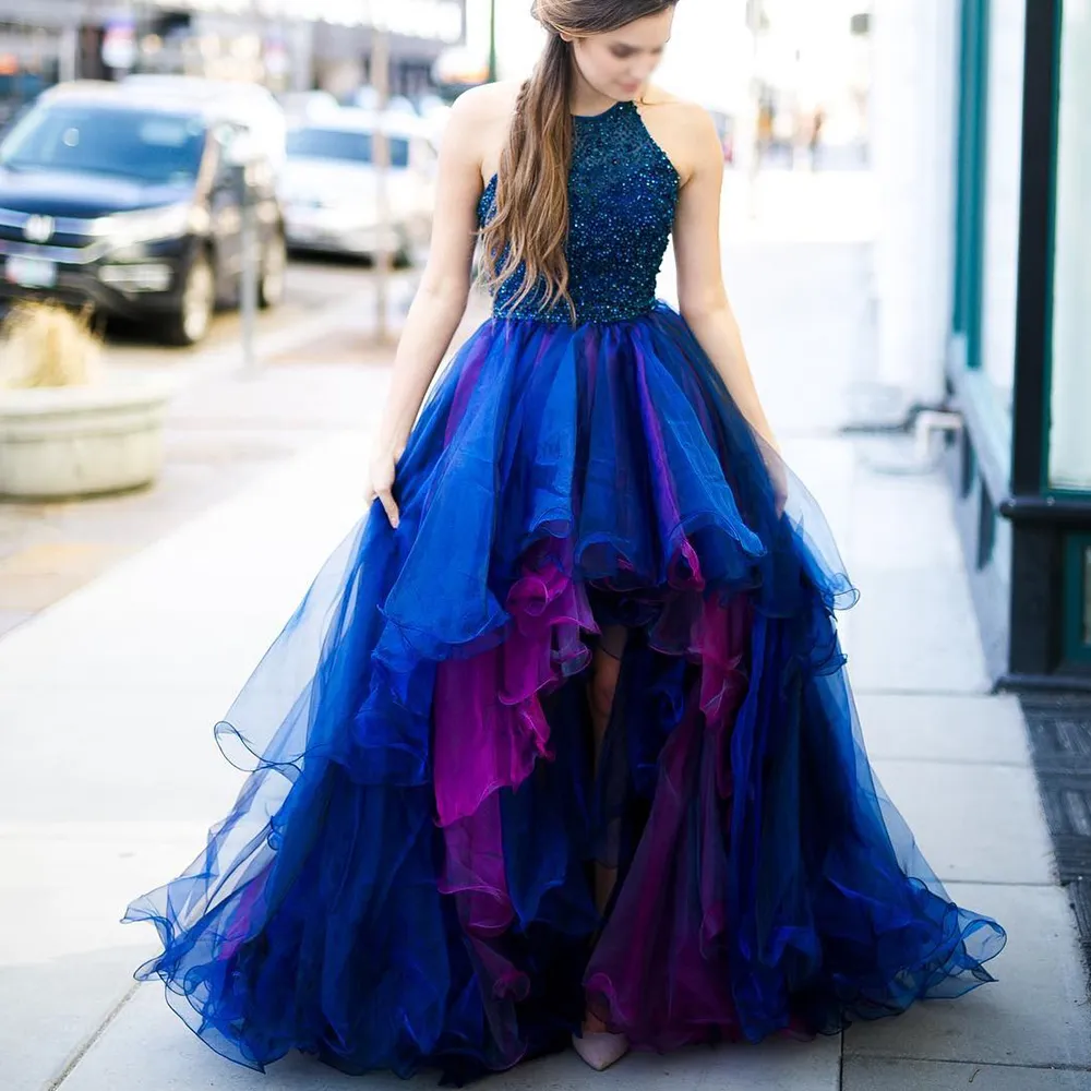 Gorgeous Heavy Beaded High Low Prom Dresses 2020 Stylish Organza Puffy Evening Party Gowns Sexy Homecoming Dresses USA UK Graduation Dress