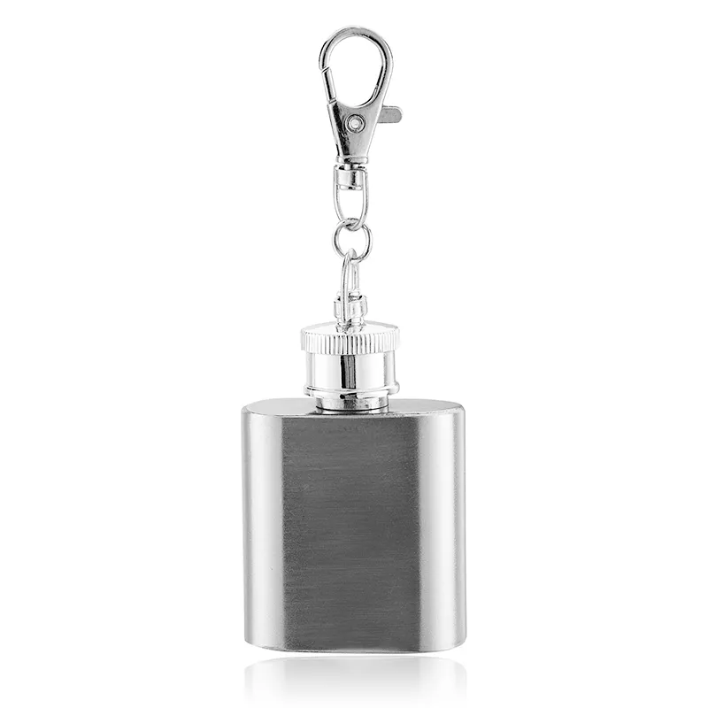 1oz HIP FLASK RVS Sleutelhanger Mini Draagbare Outdoor Wijnfles Schroefdop Whisky Liquor Alcohol Flagon Sleutelhanger Drinkwarenkolf