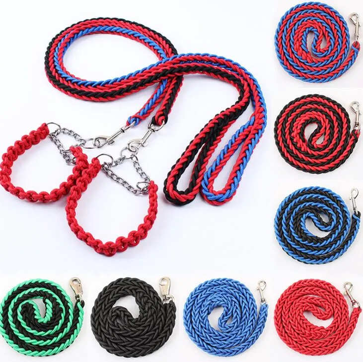 Ajustável colorido nylon oito-ply trançar pet cão cadeia colar de cão coleira para cães grandes