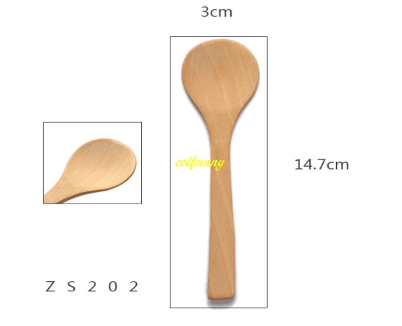 50 unids / lote 1473 cm Cucharas de Madera Cuchara de Miel Cucharas de Bebé Mini Cuchara de Té de Madera 6 estilos para elegir 1476164