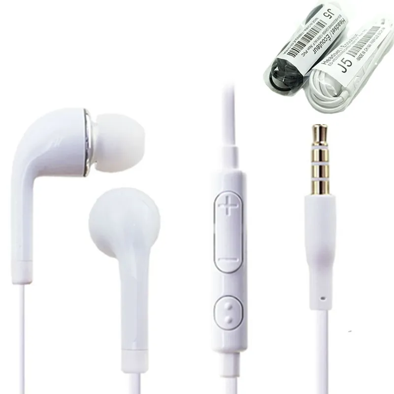 Auricolare stereo J5 auricolare in-ear da 3,5 mm con microfono Controllo volume remoto Microfono Auricolare di buona qualità per Samsung S4 S5 S6