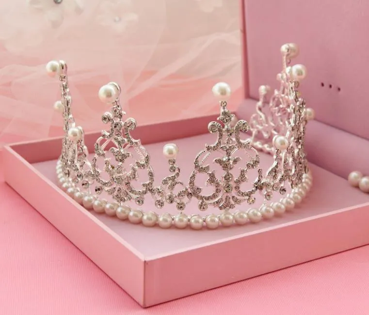 Stor storlek Koreansk Bröllop Pearl Diamond Diamond Crown Bröllopsklänning Tillbehör
