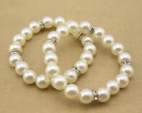 10 piècesmode 10mm blanc perle Bracelets cristal entretoise perles bijoux bricolage pour les femmes