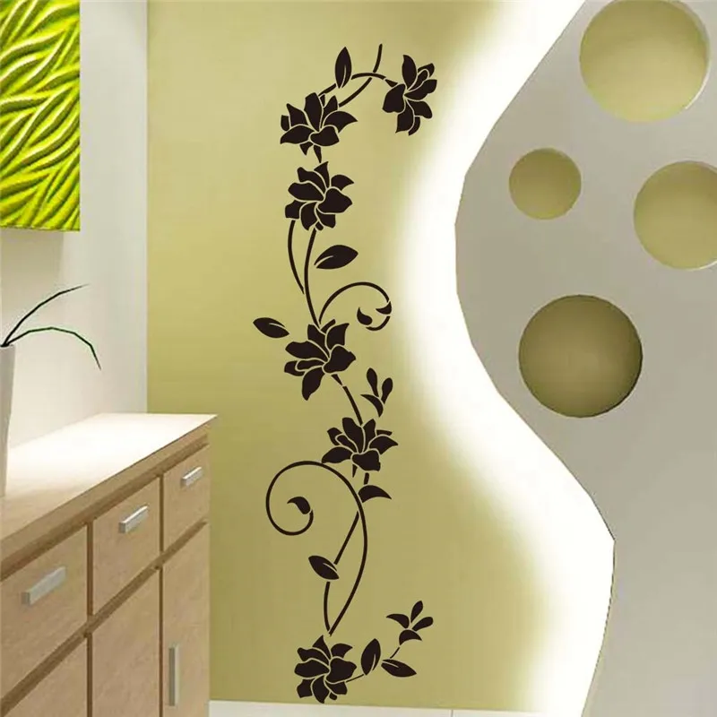 Fleur Noire Stickers Muraux Vigne Réfrigérateur Armoire De Fenêtre  Décorations Pour La Maison Diy Home Stickers Art Mural Affiches Décor À La  Maison Du 4,54 €