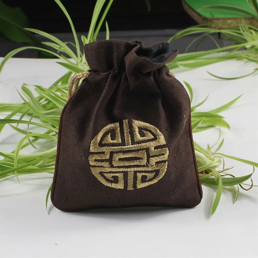 Doppelseitige Stickerei-Schmucktasche im chinesischen Nationalstil, Bodhi-Perlen-Armband-Ohrring-Halsketten-Beutel, ethnische exotische Aufbewahrung SN1385