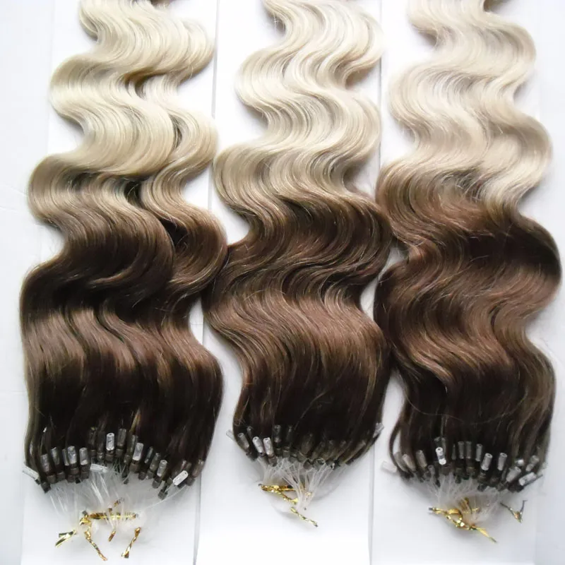 T2/613 Brazilian Body Wave Hair ombre Micro Loop Ring Hair Extension Blonde 300s Micro Link Hair Extensions 300g