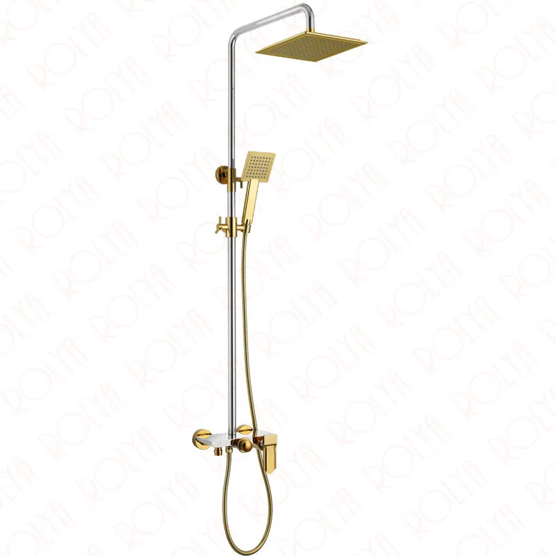 Rolya Golden / White / Black / Chrome Exposed Luxury Bathroom Shower Set Bath Bath Faucet