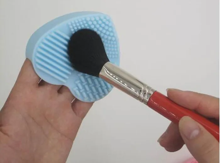 Make-up borstel reiniging mat cleaner siliconen hart-vorm cosmetische borstel scrubber bord wasstootkussen make-up