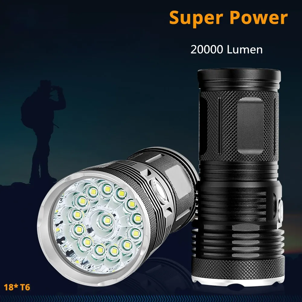 Lampe de poche LED rechargeable 20 000 lumens, lampe de poche LED