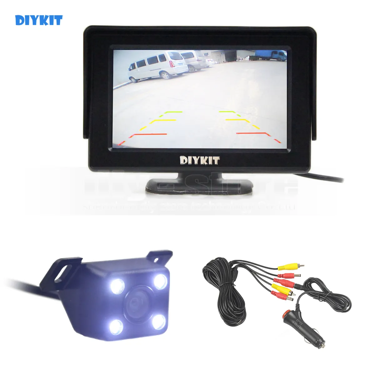 DIYKIT Wlred 4.3 Inch TFT LCD Car Monitor + LED Night Vision Vista posteriore Telecamera per auto Sistema di assistenza al parcheggio Ki