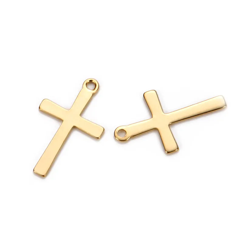 50PCS 12 * 20 mm Croix en acier inoxydable Charms Fit Collier flottant Crucifix Charms main pendentif bricolage fabrication de bijoux
