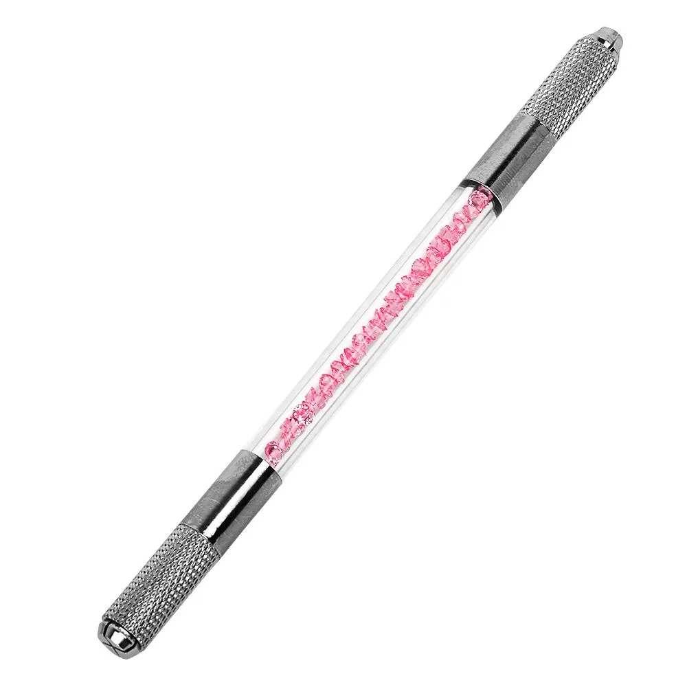 Microblading Wenkbrauw Handgemaakte Handmatige Dubbele Crystal Acryl Tattoo Pen Micro Blading Permanent Eye Brow Tools voor Wenkbrauwen Make-up