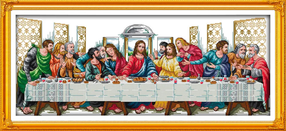 A Última Ceia Jesus cristão decoração pinturas, Handmade Cross Stitch Bordado conjuntos de costura contados impressão sobre tela DMC 14CT / 11CT