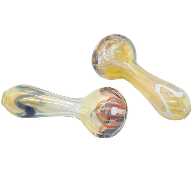 Thick Heady Glass Spoon Pipes 10CM Fumed Pyrex Colorful Spoon Smoking Accessories Oil Tobacco Pip for Smoking