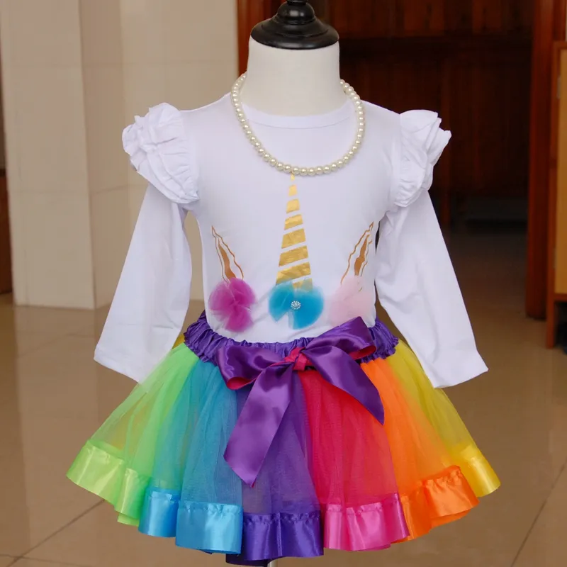 Единорог комбинезон и юбка-пачка для девочек на день рождения Unicorn Party Favor Boutique Baby Girl Одежда для продажи Unicornio Onesie праздничные атрибуты