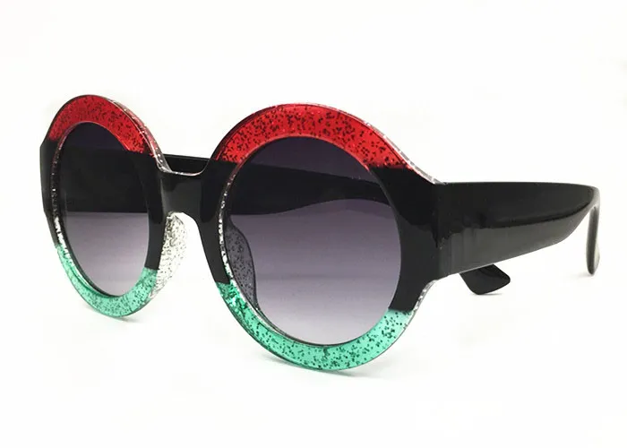 Novas mulheres da moda marcas de óculos de sol 0084S 6 cores quadro de design de cristal brilhante rodada quadro senhora quente eyewear com logotipo original e caso