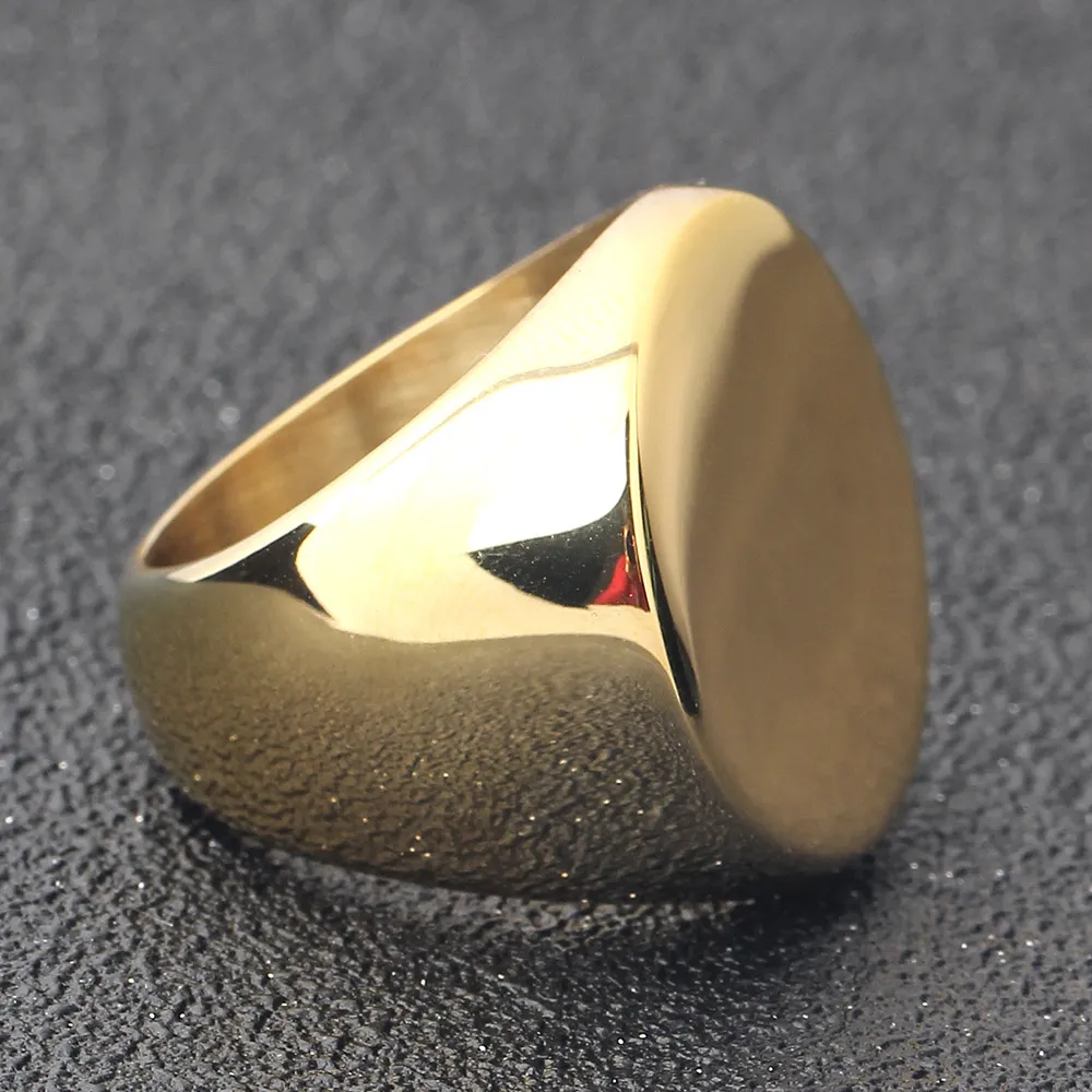 Plain Hip Hop Rings 24k Gold Plated Tideway for Men Storlek 7 8 9 10 11 124372891