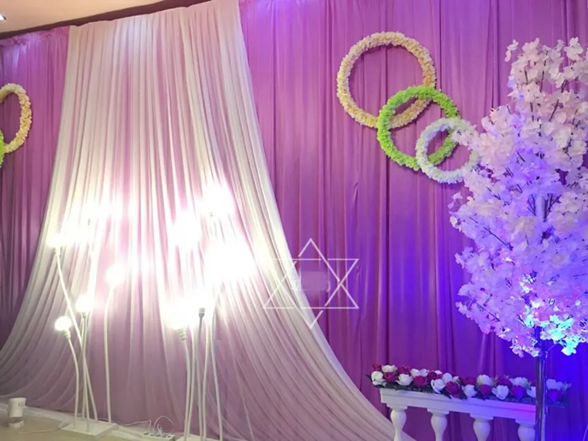 3 4 m Hochzeit Party Eis Seide Stoff Drapierung Weiß Blau Farbe Mit Swag Bühne Prop Mode Drapieren Vorhang Hintergrund2430