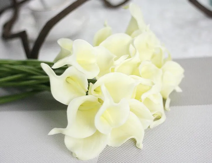 Sensação de simulação de alta qualidade pu mini calla lily flores artificiais Decoração para casa decoração de flores de casamento GA71